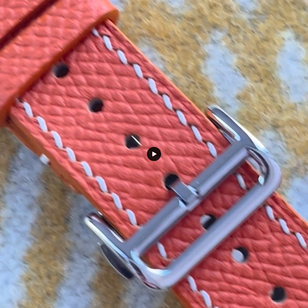 Classic Orange Watch Strap with Creme Stitching for all Apple Watches